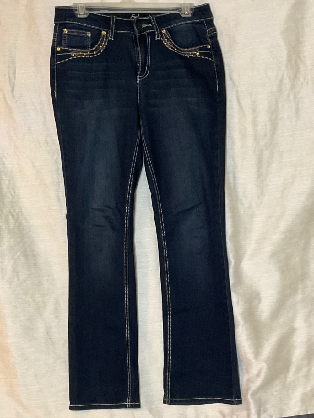 Earl Jeans Dark Indigo Slim Boot Cut Jeans with Contrast Stitching